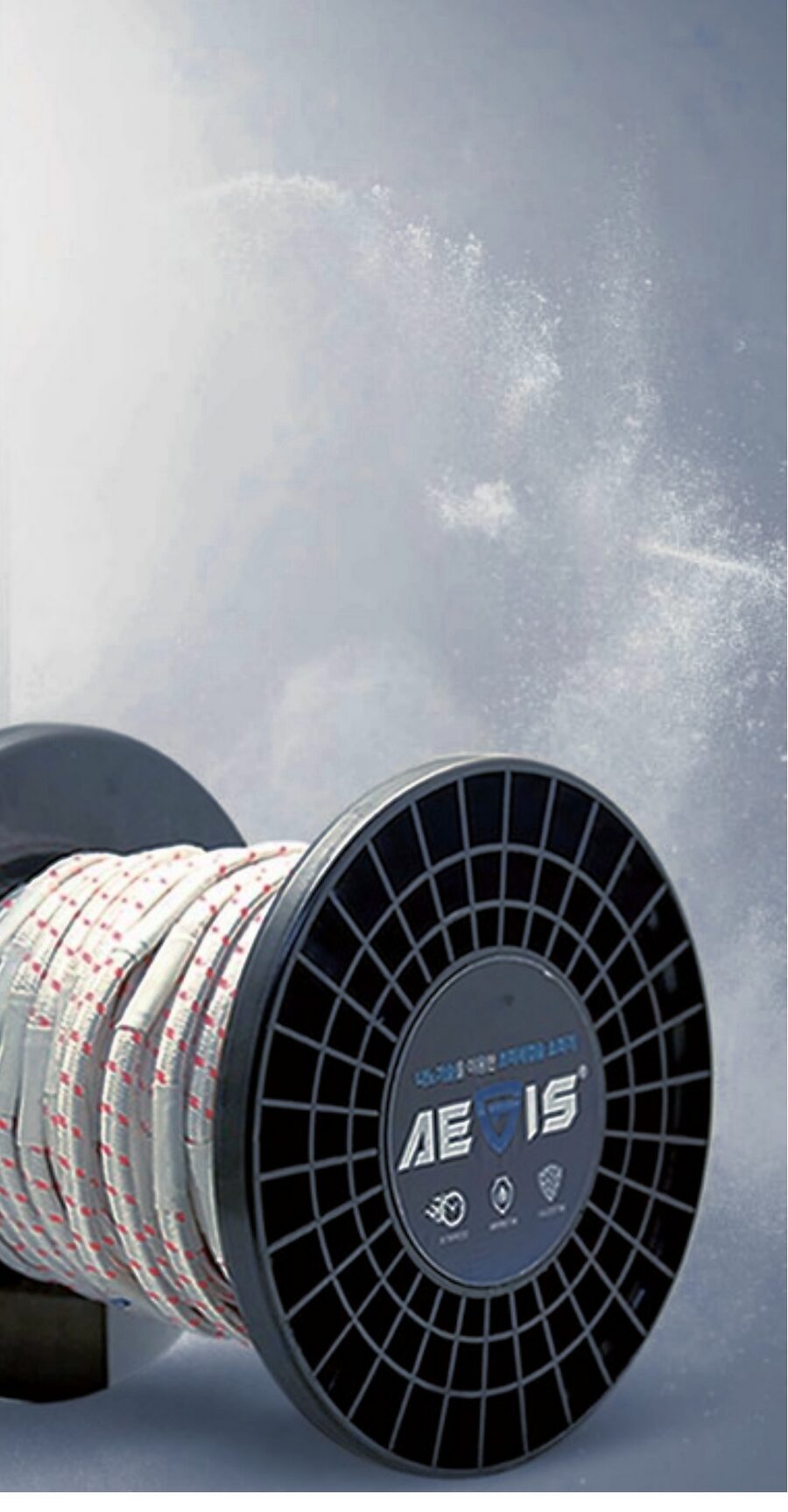 AEGIS WIRE fire suppression reel with microencapsulated fire extinguishing agent